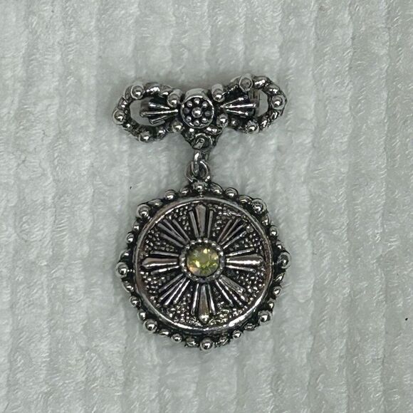 Vintage Dangle Brooch Pin Women's OS Silver-Tone Aurora Borealis Rhinestone Bow - Picture 2 of 8